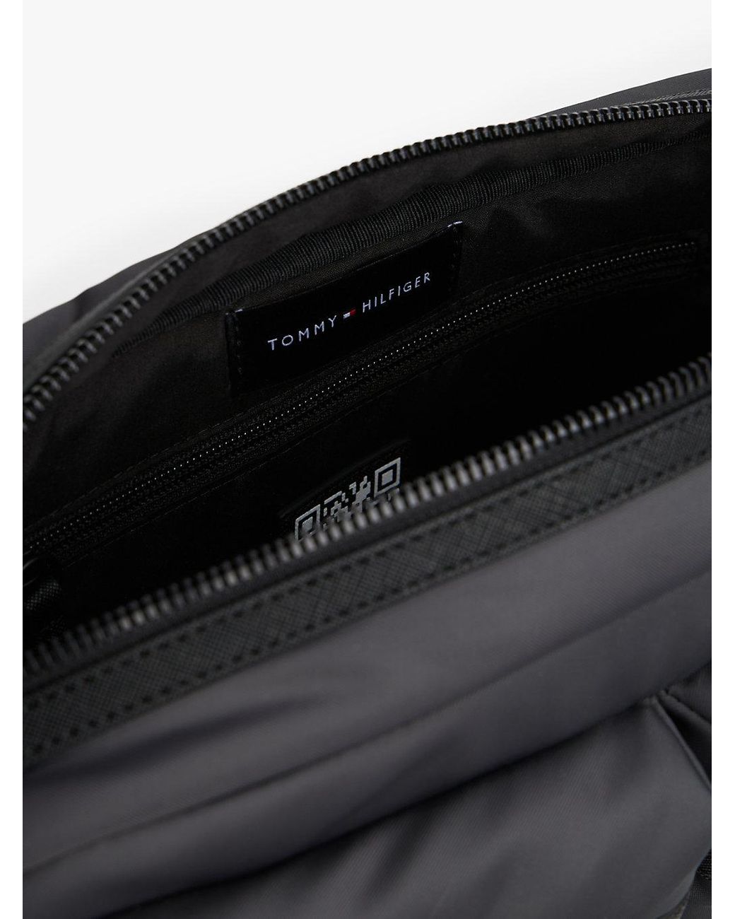 Tommy Hilfiger Black Textile Logo Patch Crossbody Reporter Bag for men
