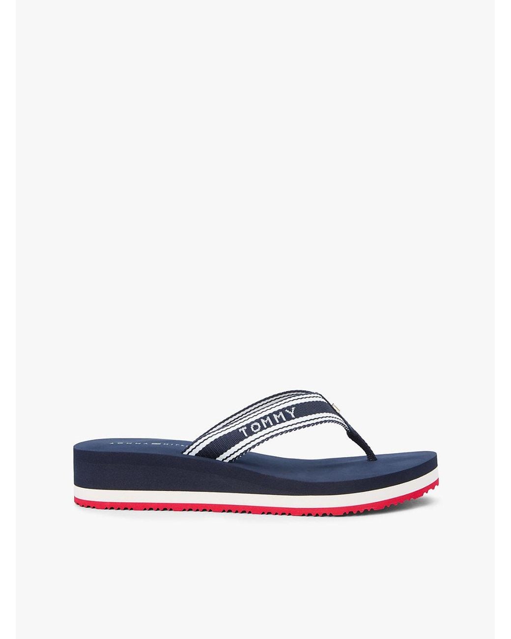 Tommy Hilfiger Blue Webbing Strap Signature Wedge Flip-Flops