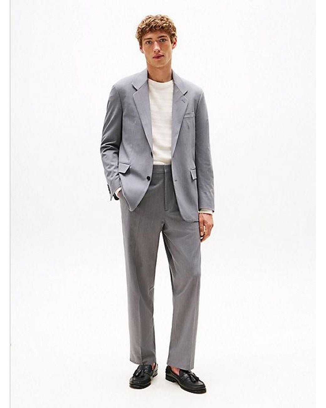 Tommy Hilfiger Gray Twill Single Breasted Blazer With Wool for men