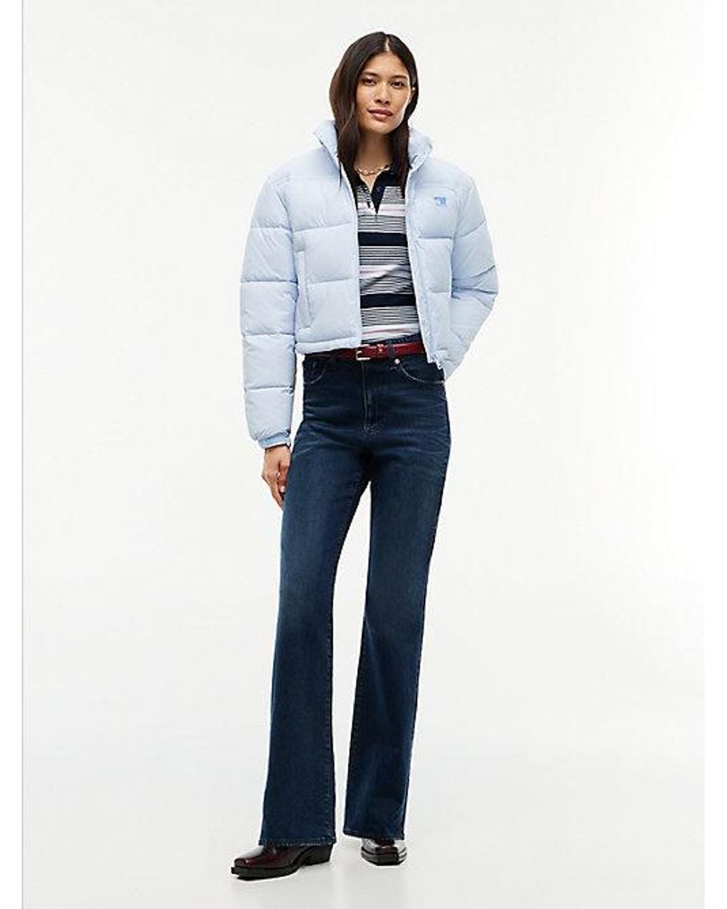 Tommy Hilfiger Blue Tommy Jeans Back Logo Cropped Puffer Jacket