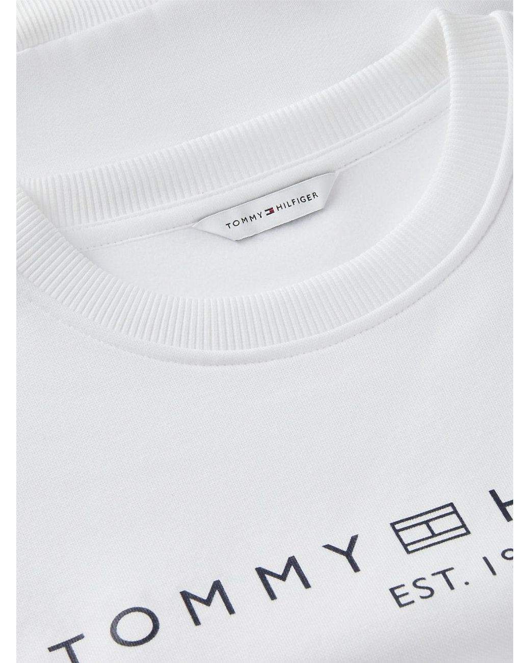 Tommy Hilfiger White Logo Relaxed Fleece Sweatshirt