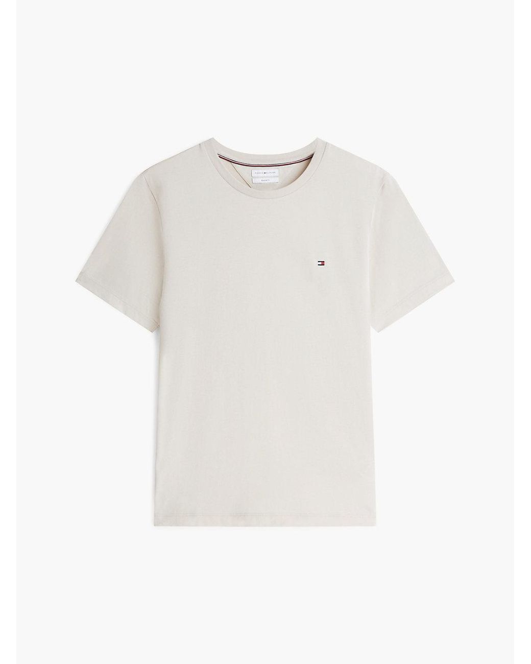 Tommy Hilfiger Natural Flag Embroidery Crew Neck T-shirt for men