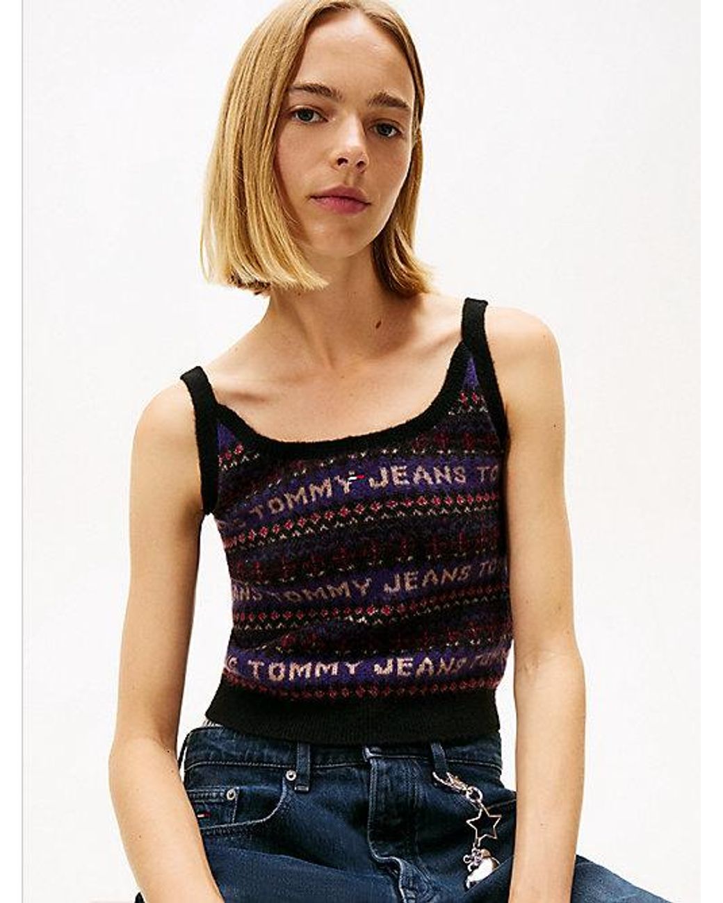Tommy Hilfiger Blue Fair Isle Slim Knit Cami Top