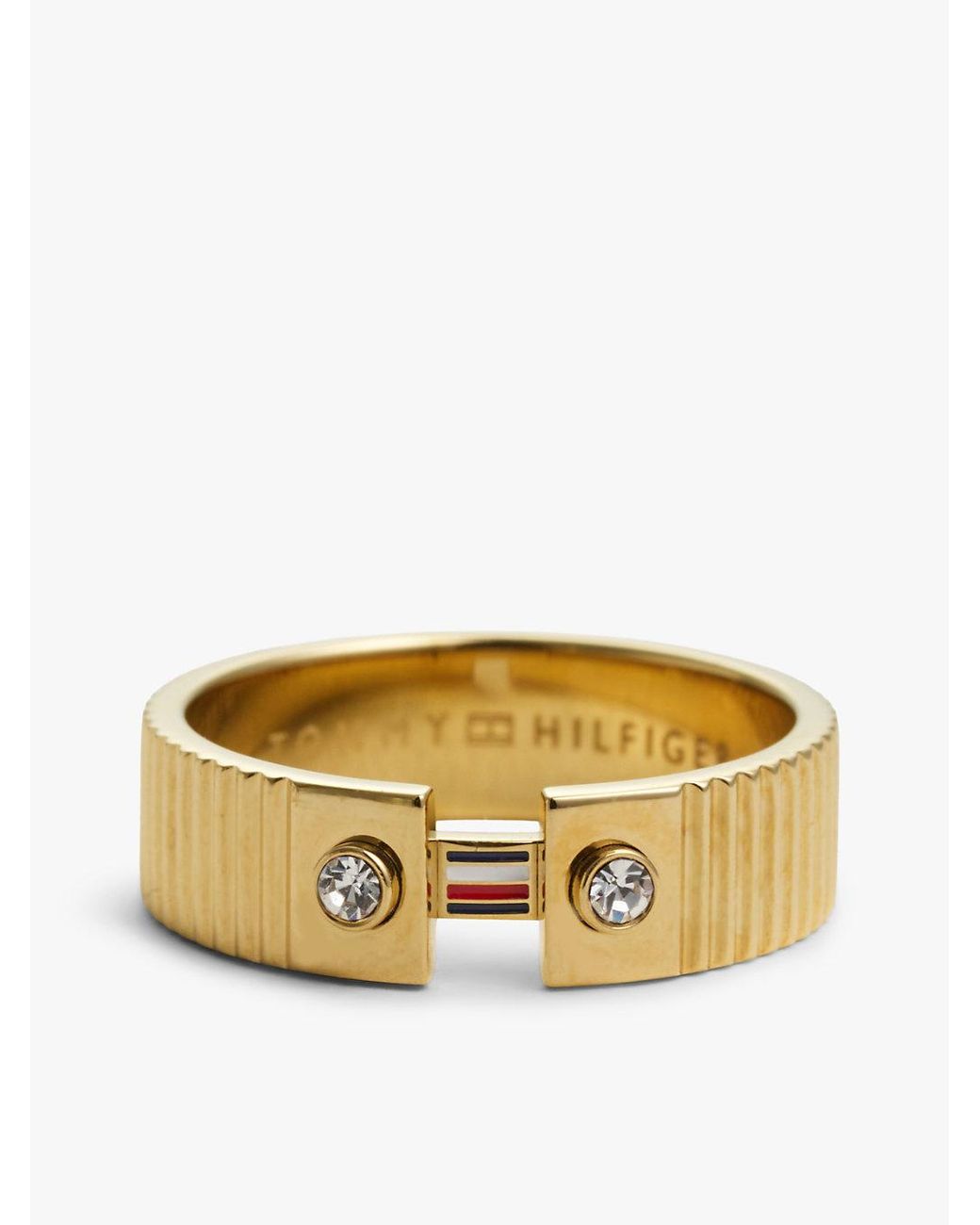 Tommy Hilfiger Metallic Plated Stainless Steel Stripe Ring