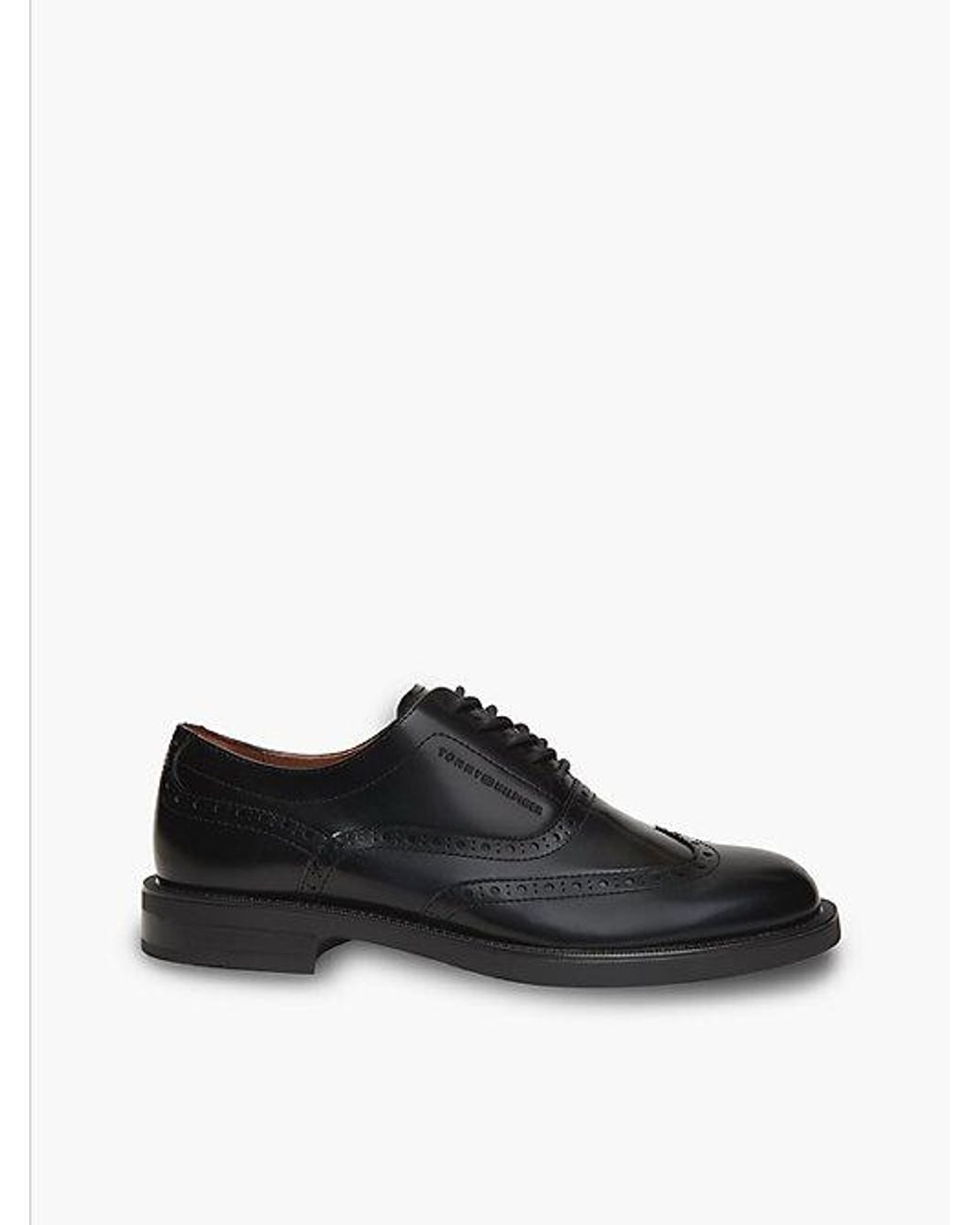 Tommy Hilfiger Black Leather Lace Up Brogue Shoes for men