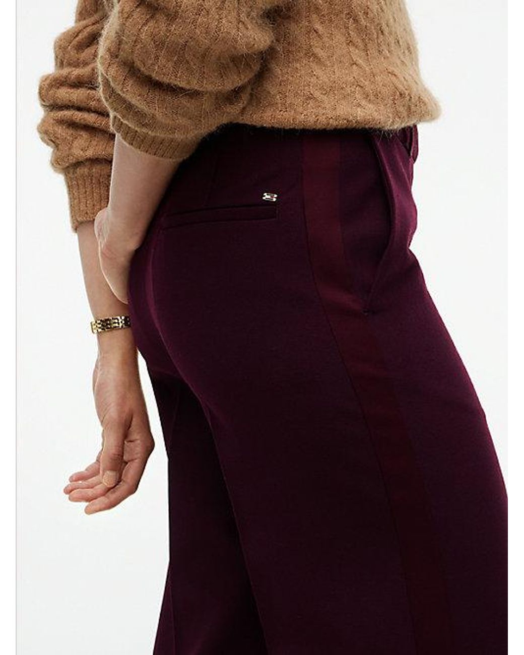 Tommy Hilfiger Red Straight Wide Leg Tuxedo Trousers