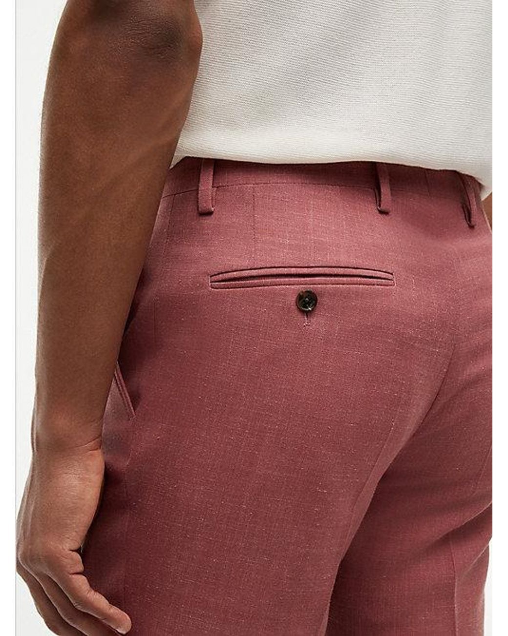 Tommy Hilfiger Red Regular Canvas Trousers With Linen for men