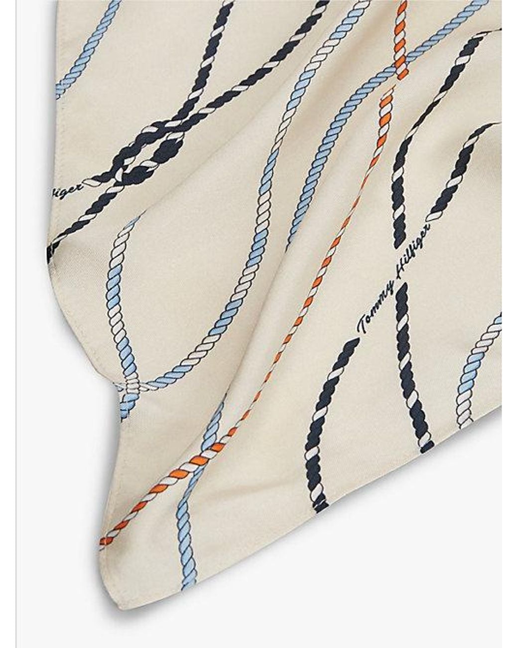 Tommy Hilfiger White Rope Print Pure Silk Scarf