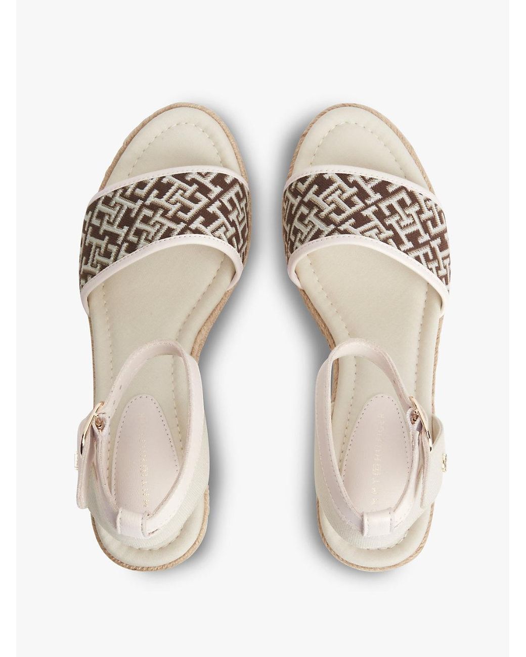 Tommy Hilfiger Natural Logo Plaque Jacquard Wedge Heel Espadrilles