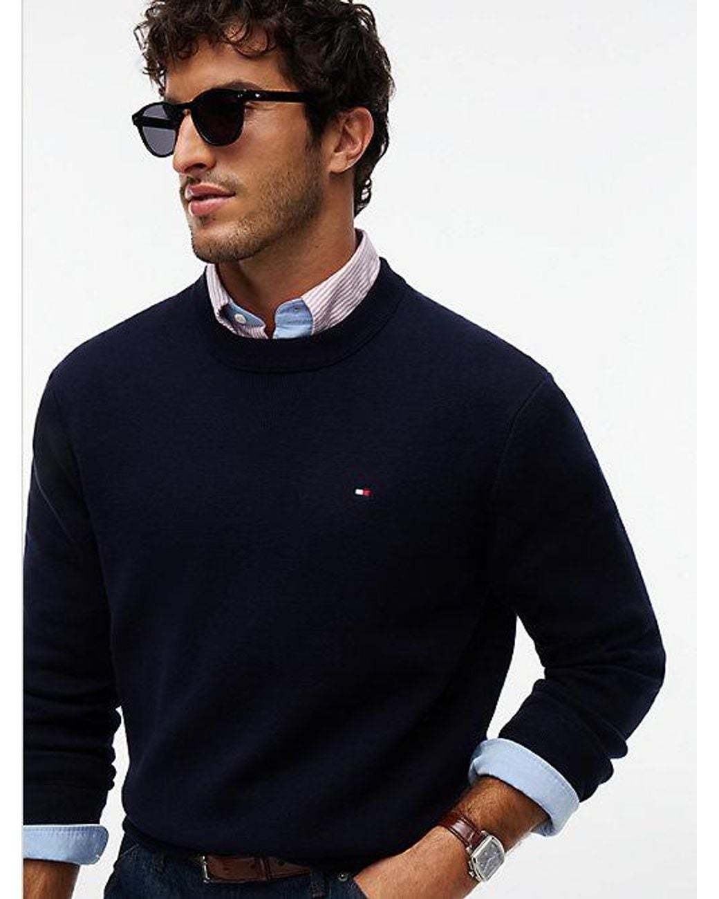 Tommy Hilfiger Blue Relaxed Milano Crew Neck Jumper for men