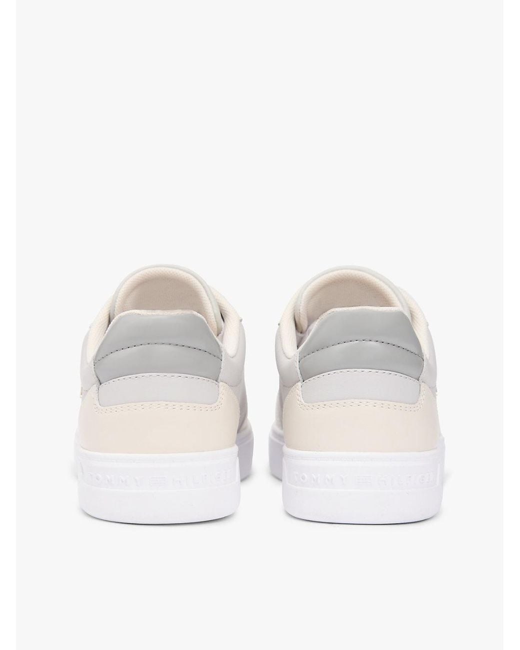 Tommy Hilfiger White Leather Mixed Texture Cupsole Trainers