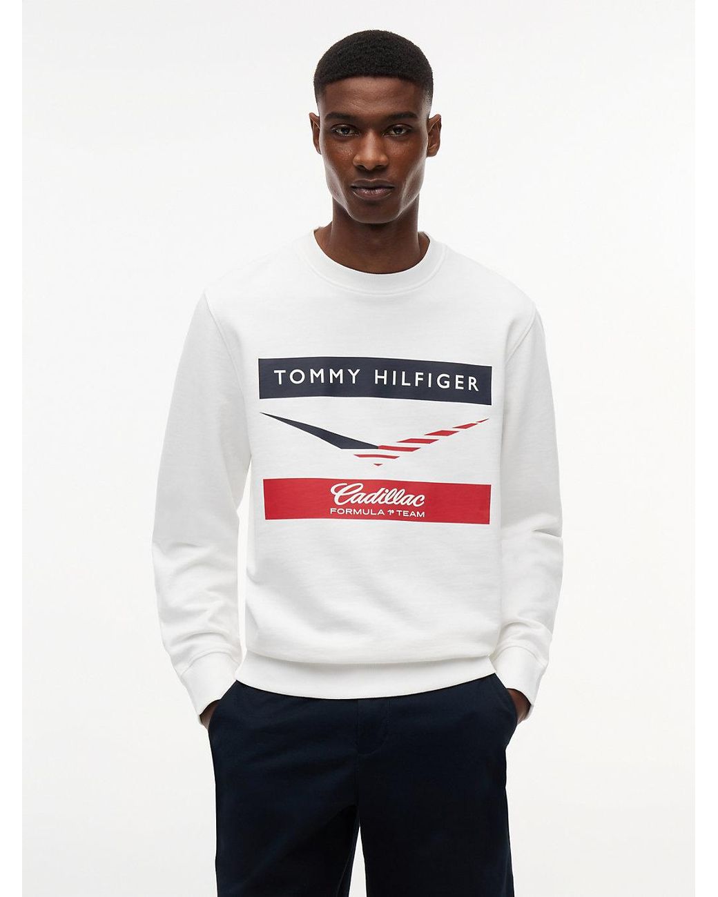 Tommy Hilfiger White Th X Cadillac Formula 1 Team Chevron Sweatshirt