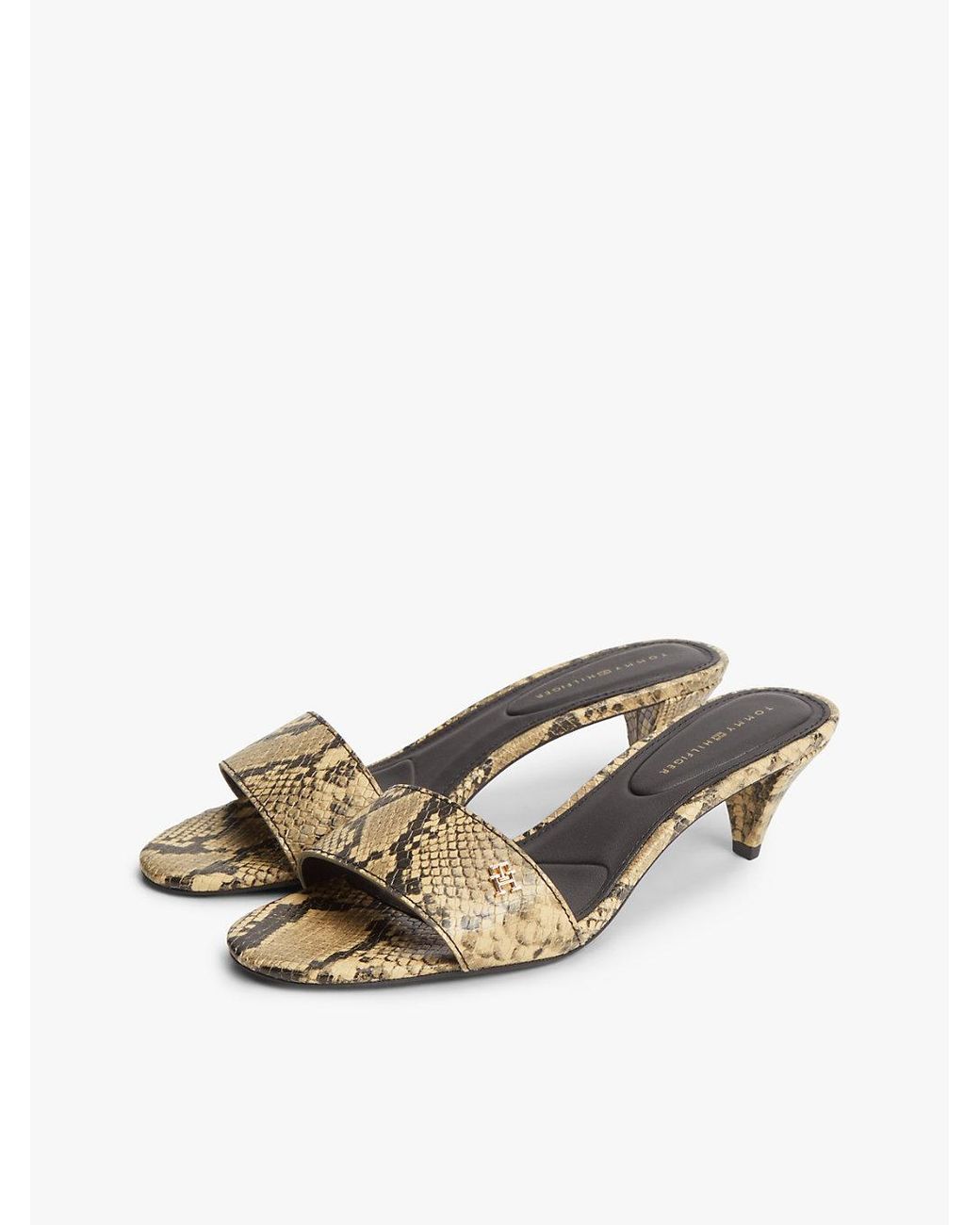 Tommy Hilfiger Multicolor Print Leather Heeled Mules