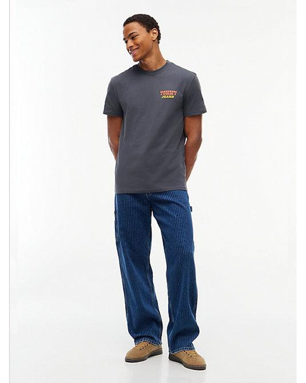 Tommy Hilfiger Blue Logo Jersey Crew Neck T-Shirt for men