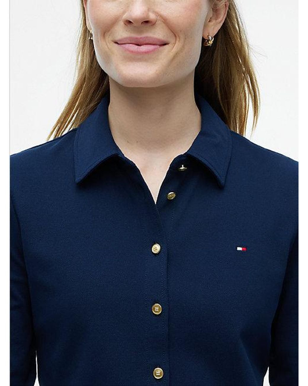 Tommy Hilfiger Blue 1985 Regular Fit Tone Button Shirt