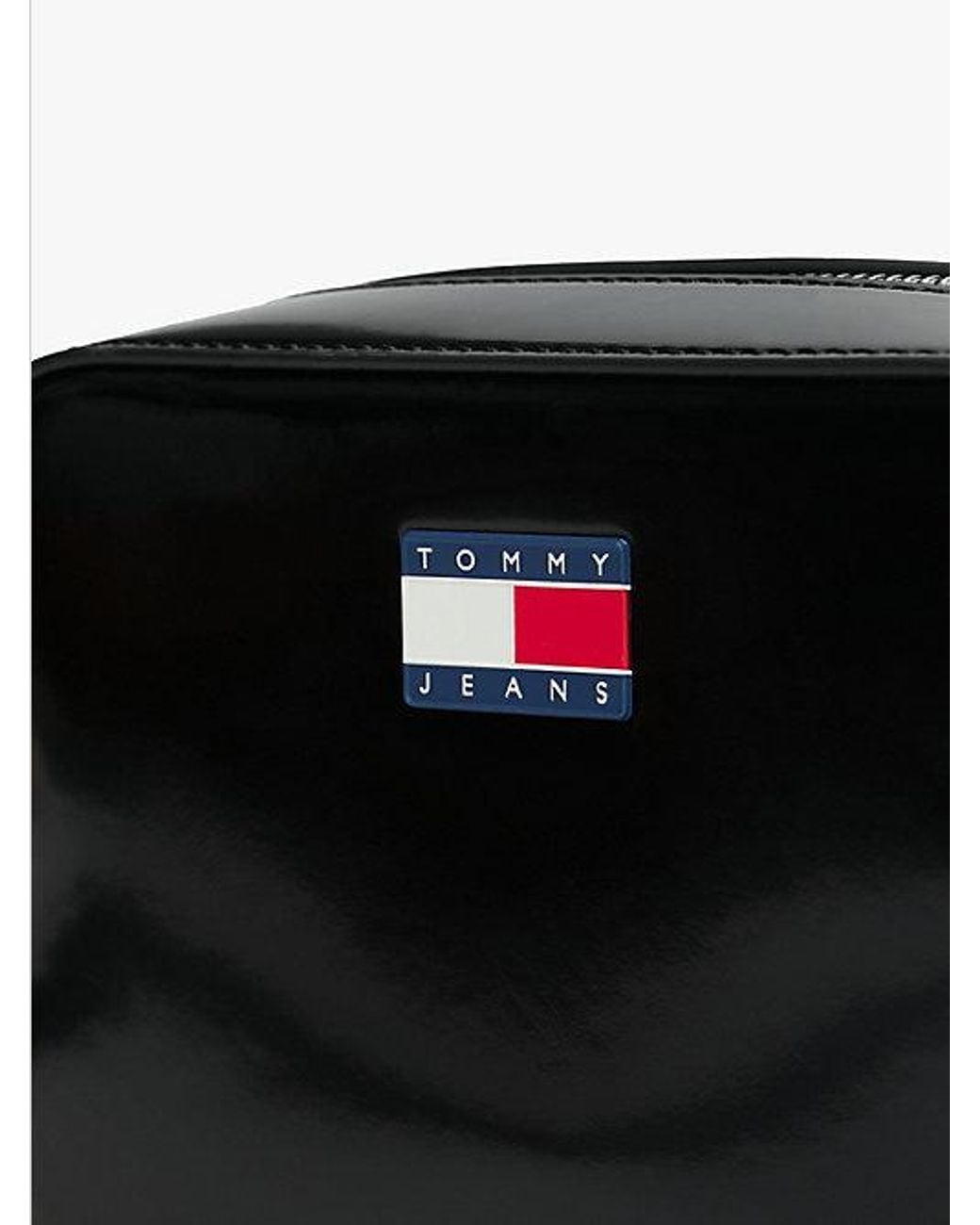 Tommy Hilfiger Black Shiny Logo Plaque Crossbody Camera Bag
