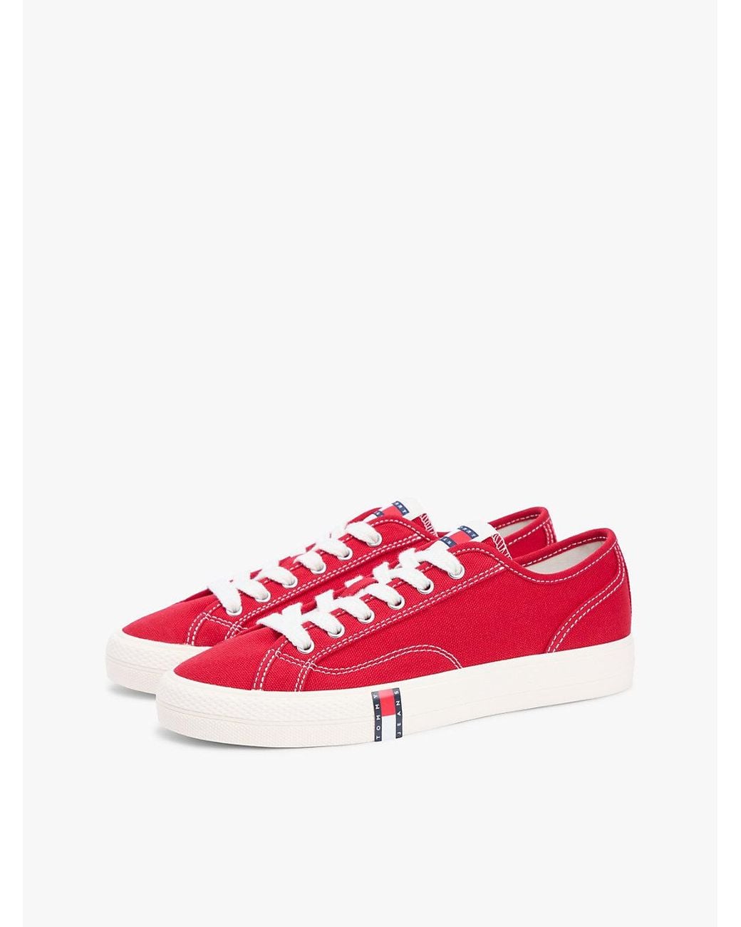 Tommy Hilfiger Red Archive Flag Stripe Canvas Trainers