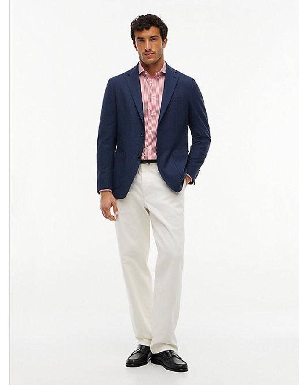 Tommy Hilfiger Red New York Label Slim Fit Flex Collar Shirt for men