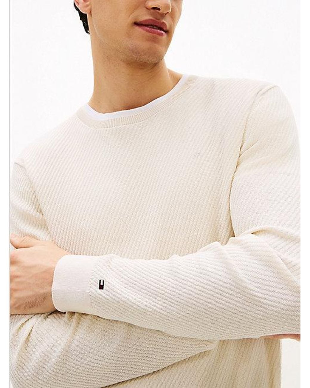 Tommy Hilfiger White Smart Casual Thermoregulating Rib-knit Jumper for men