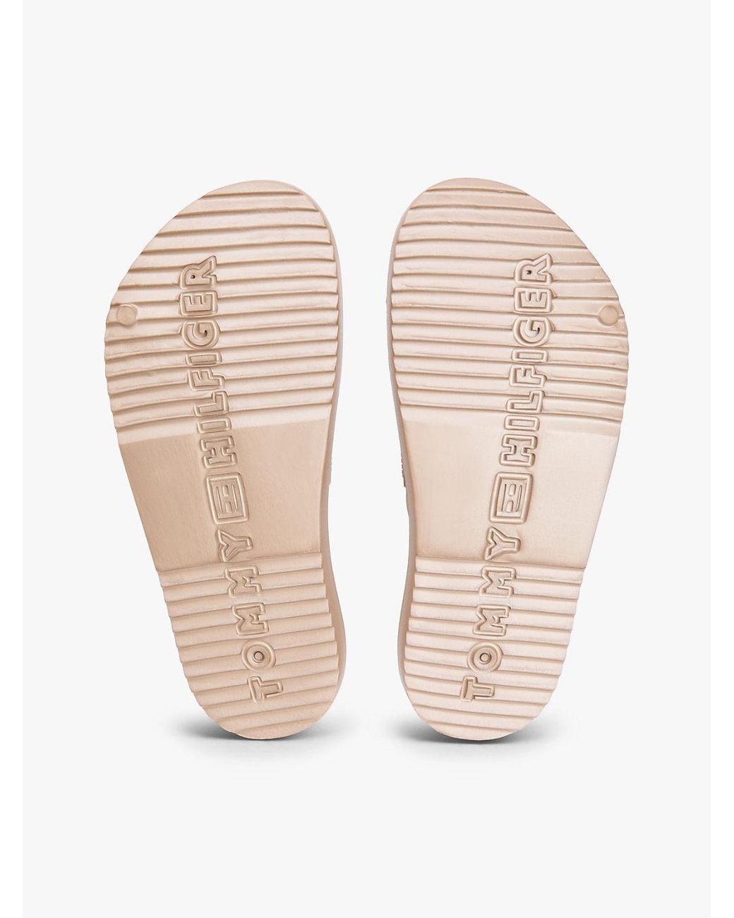 Tommy Hilfiger Natural Double Strap Enamel Flag Slides