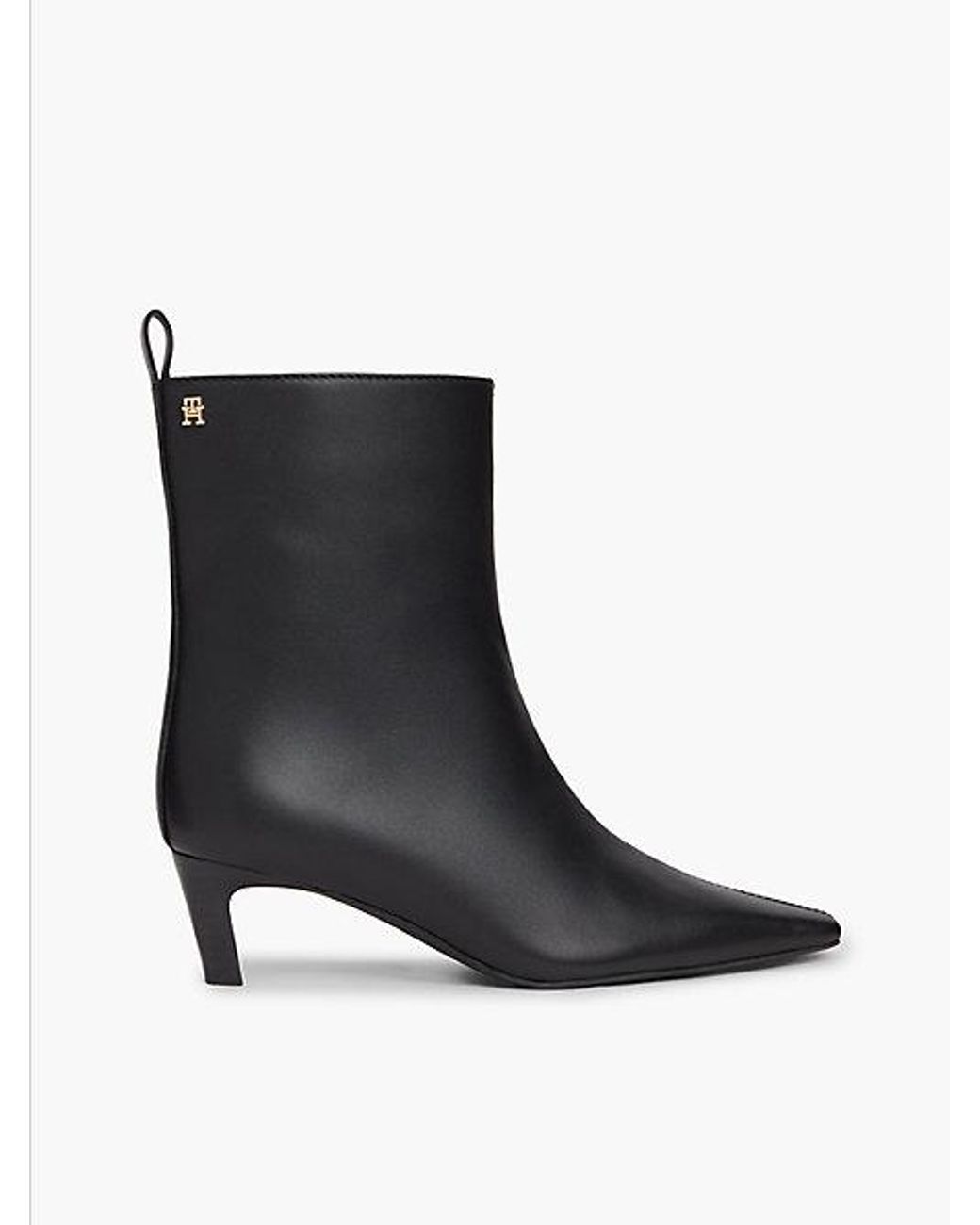 Tommy Hilfiger Black Kitten Heel Leather Ankle Boots