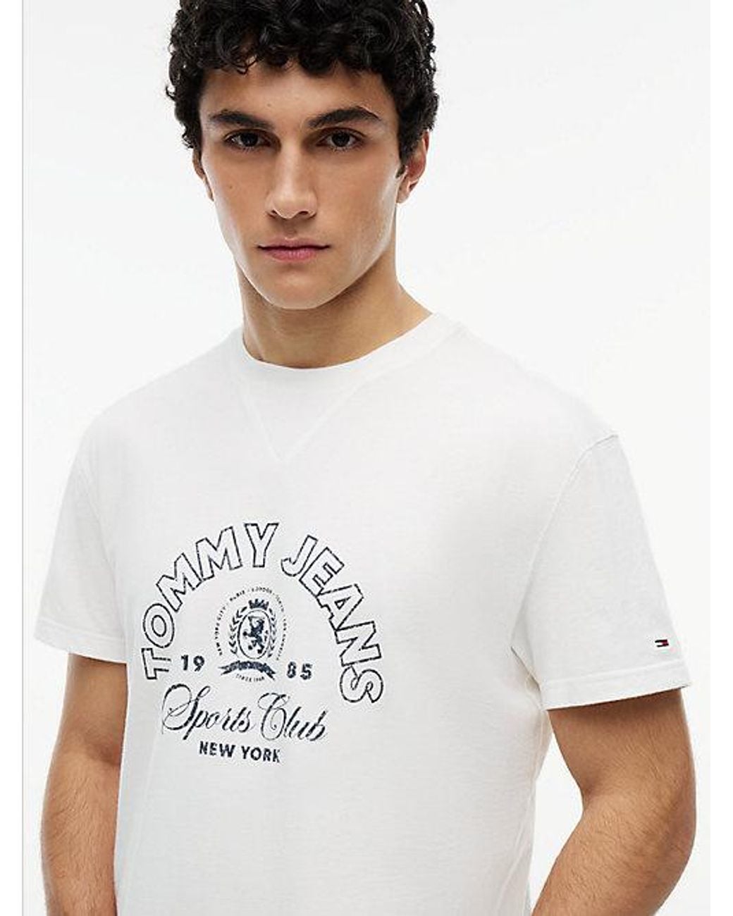 Tommy Hilfiger White Crest Logo Peached Jersey T-Shirt for men