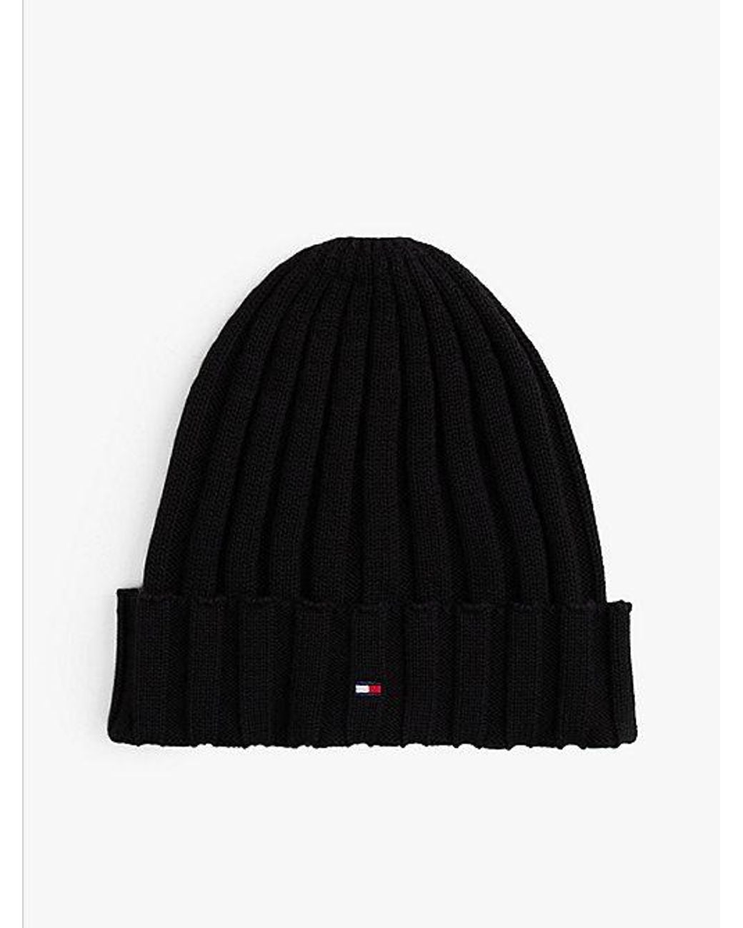 Tommy Hilfiger Black Flag Embroidery Beanie And Gloves Gift Set