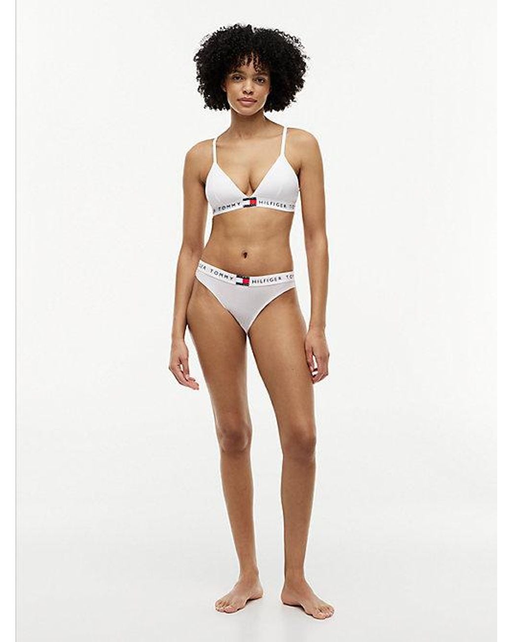 Tommy Hilfiger White Heritage Logo Removable Padding Triangle Bra