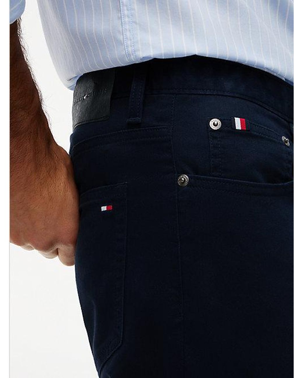 Tommy Hilfiger Blue Denton Slim Straight Leg Five Pocket Trousers for men