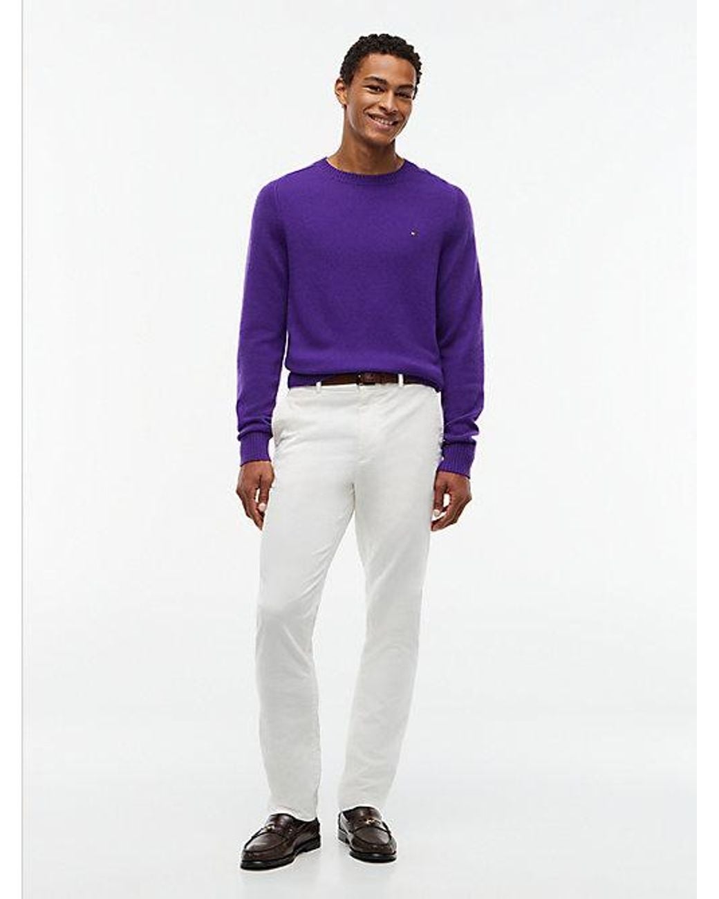 Tommy Hilfiger Purple Pure Lambswool Crew Neck Jumper for men