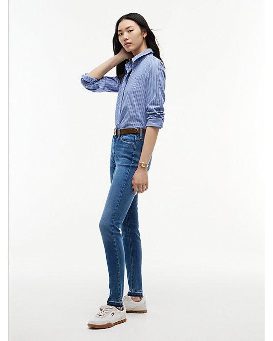 Tommy Hilfiger Blue Tommy Jeans Nora Mid Rise Skinny Whiskered Jeans
