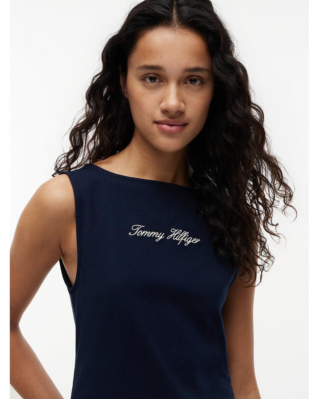 Tommy Hilfiger Blue Slim Boat Neck Tank Top