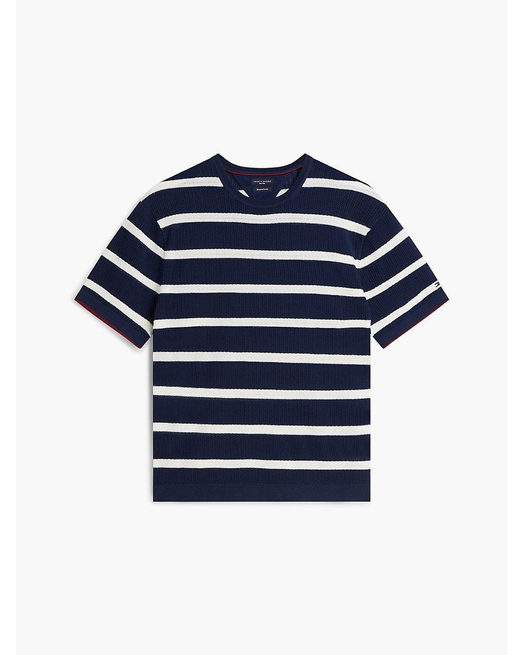 Tommy Hilfiger Red New York Label Breton Stripe Knit Relaxed T-shirt for men