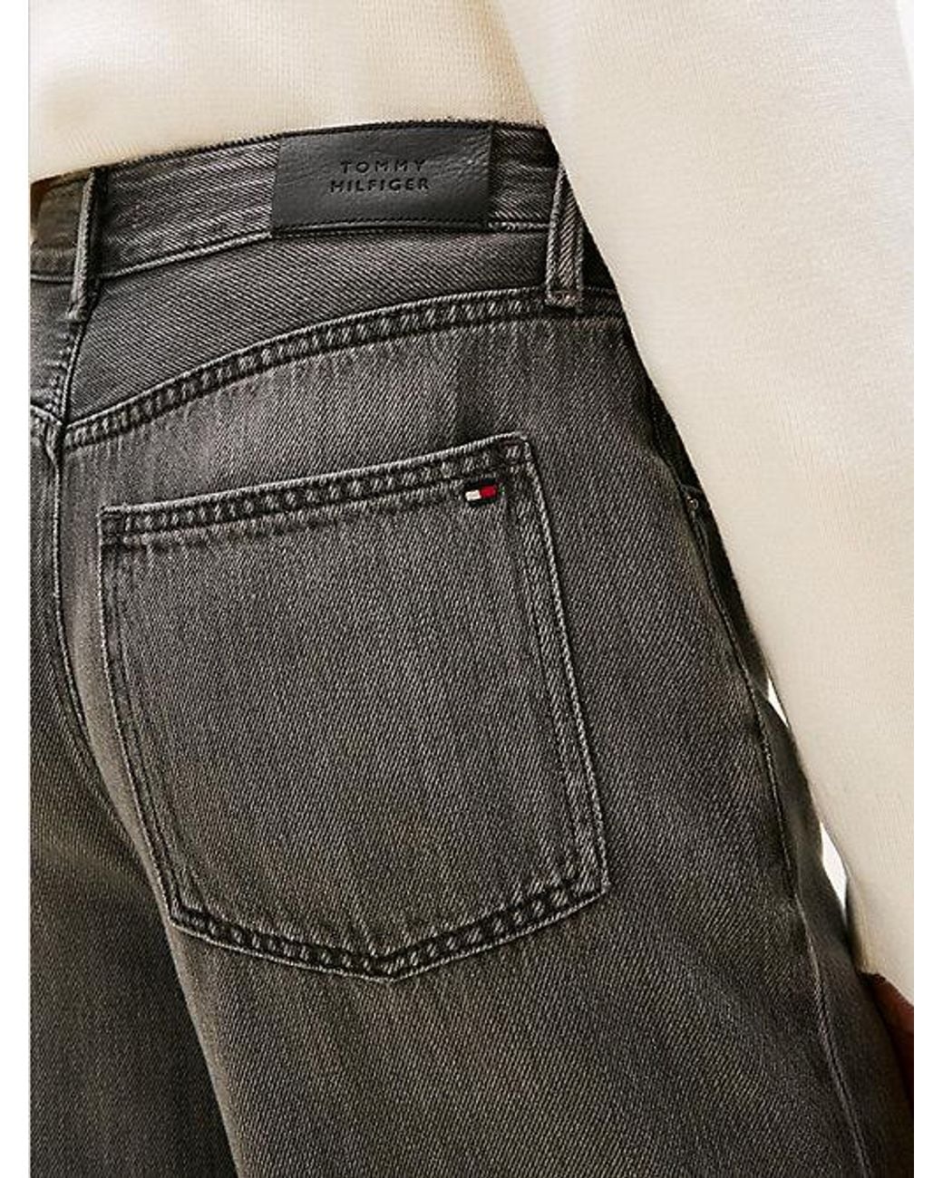 Tommy Hilfiger Black Mid Rise Relaxed Barrel Leg Jeans