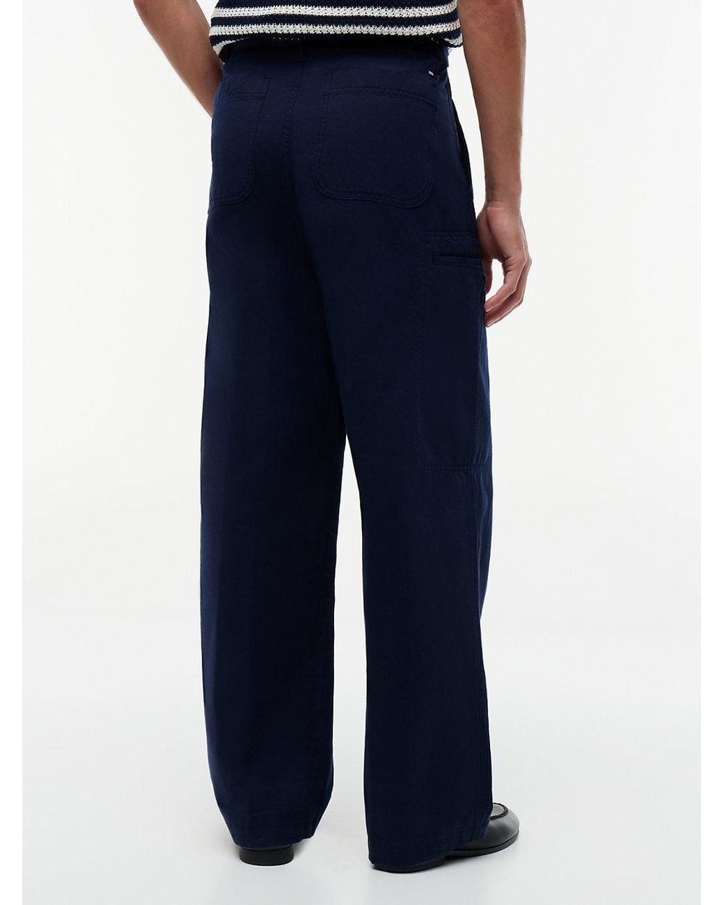 Tommy Hilfiger Blue Linen Blend Utility Chinos for men