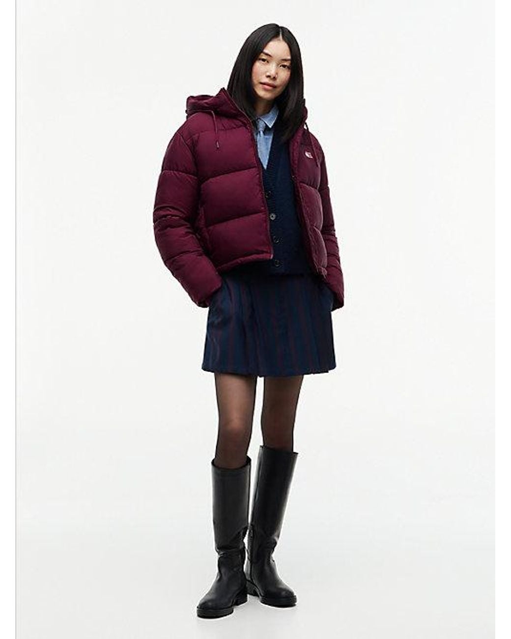 Tommy Hilfiger Red Tommy Jeans Ripstop Hooded Puffer Jacket