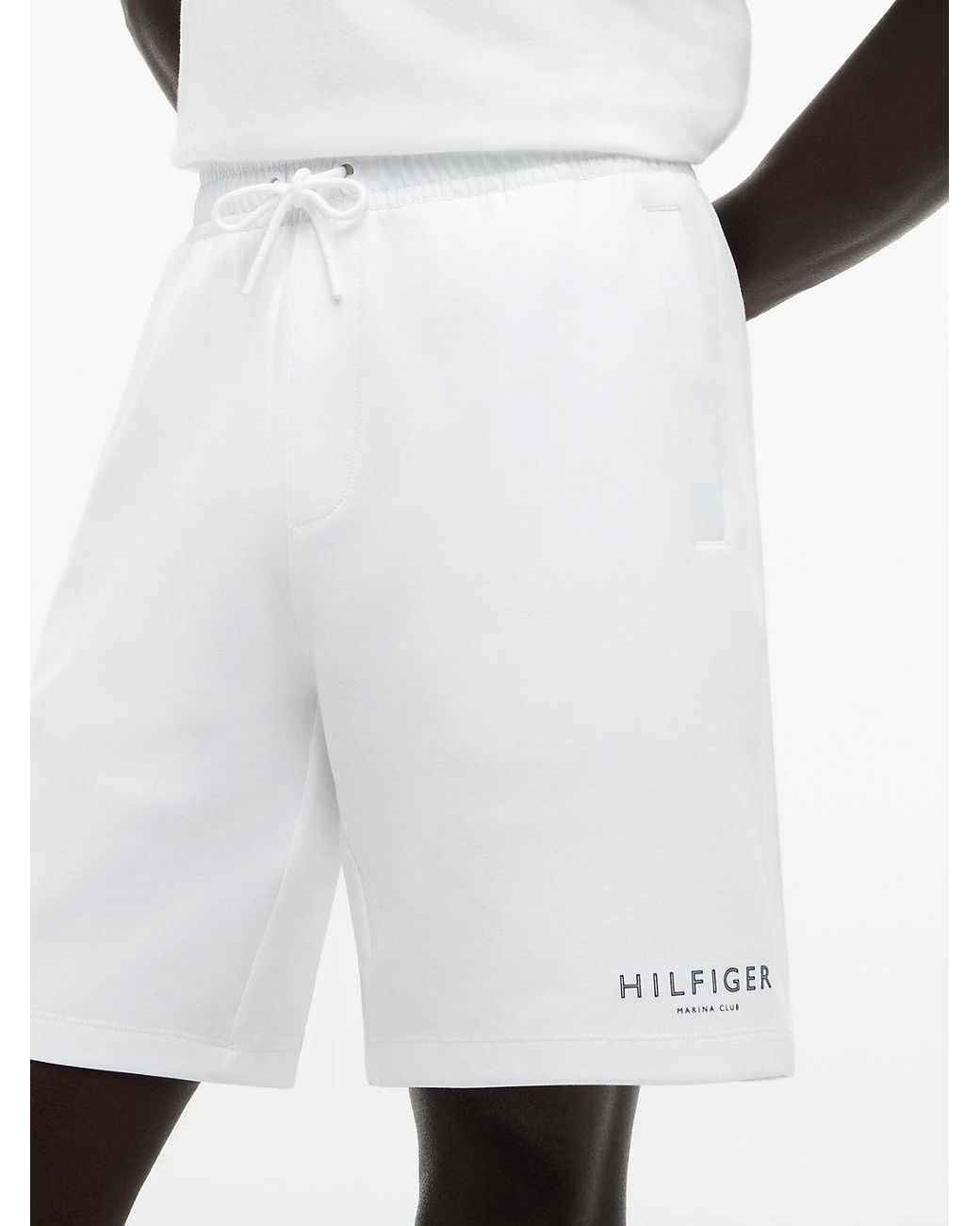 Tommy Hilfiger White Intechno Knit Logo Sweat Shorts for men