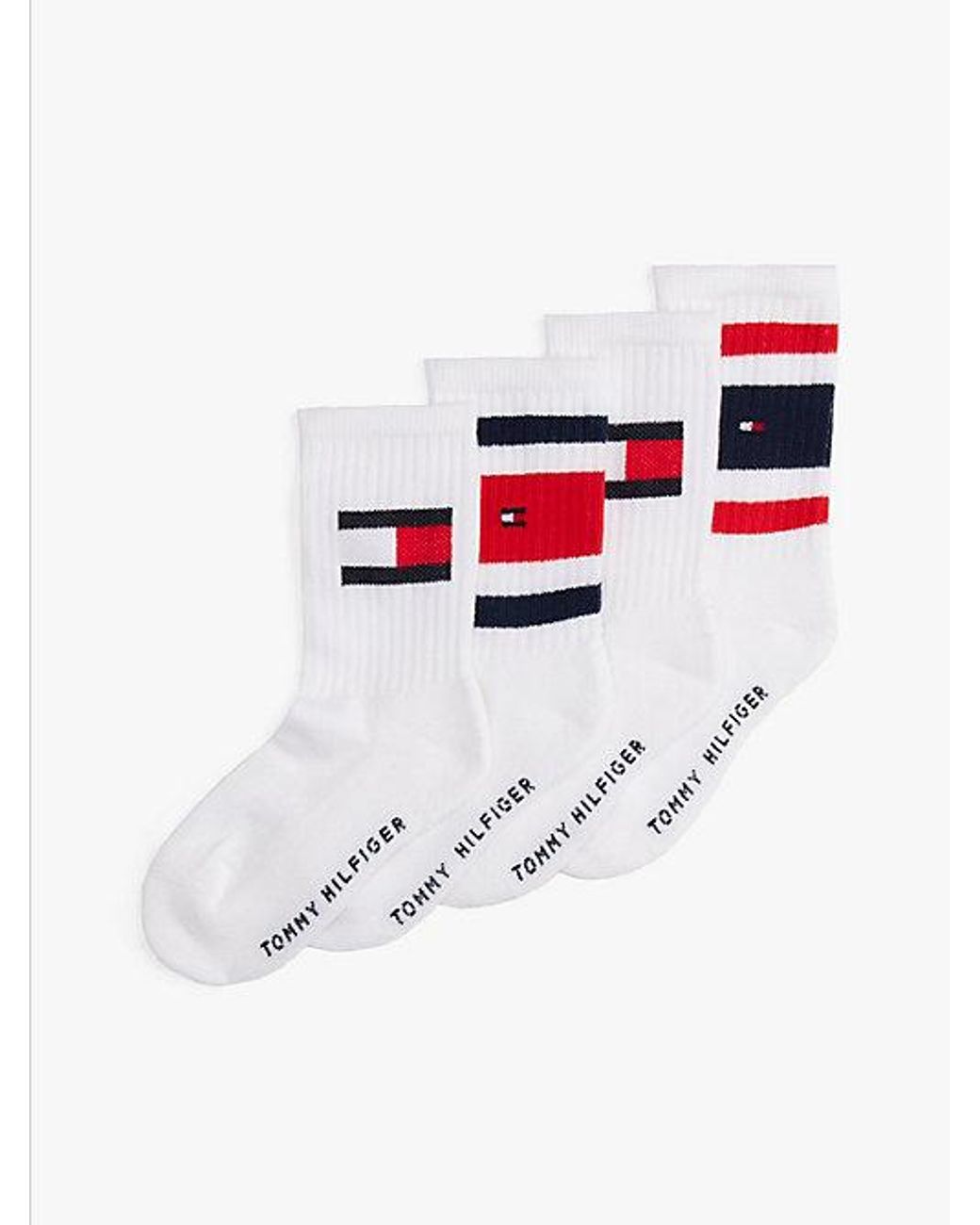 Tommy Hilfiger White 4 Pack Flag Socks
