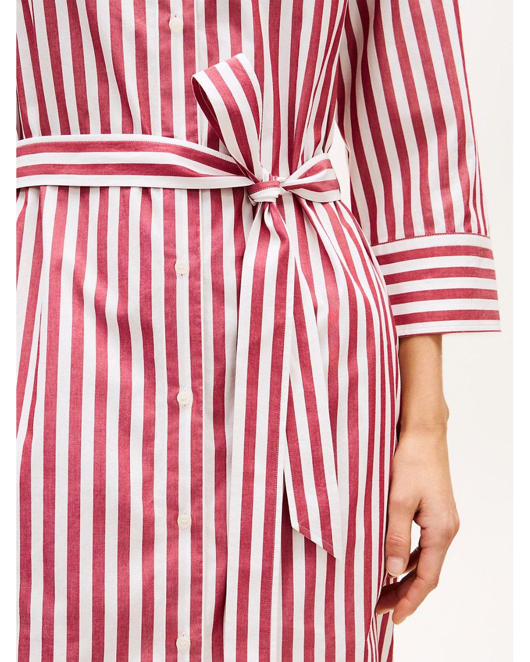 Tommy Hilfiger Pink Belted Relaxed Midi Shirt Dress