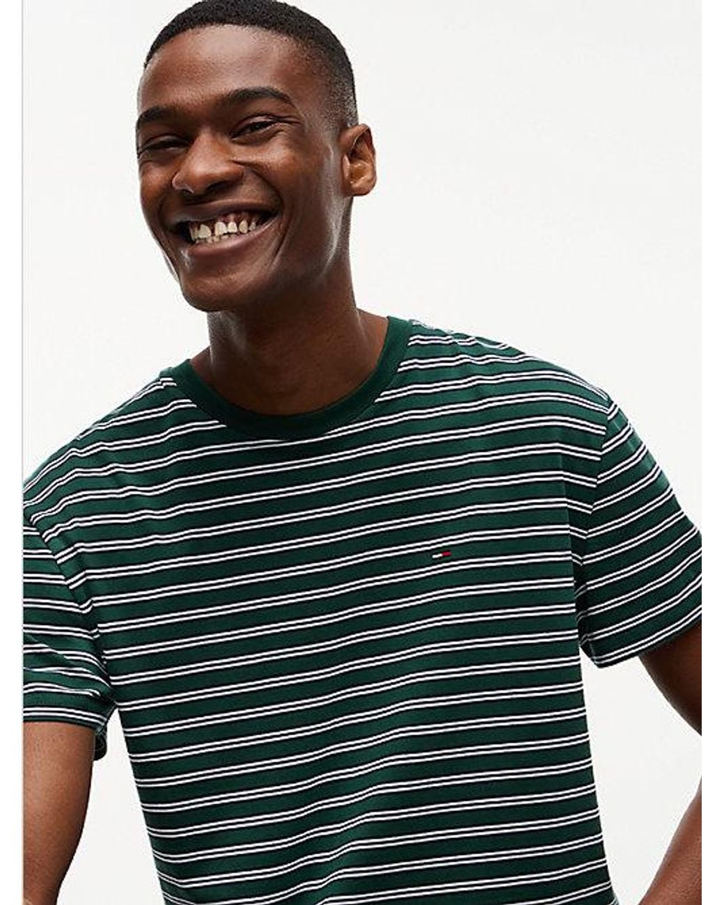 Tommy Hilfiger Green Tommy Jeans Tommy Flag Stripe Jersey T-Shirt for men