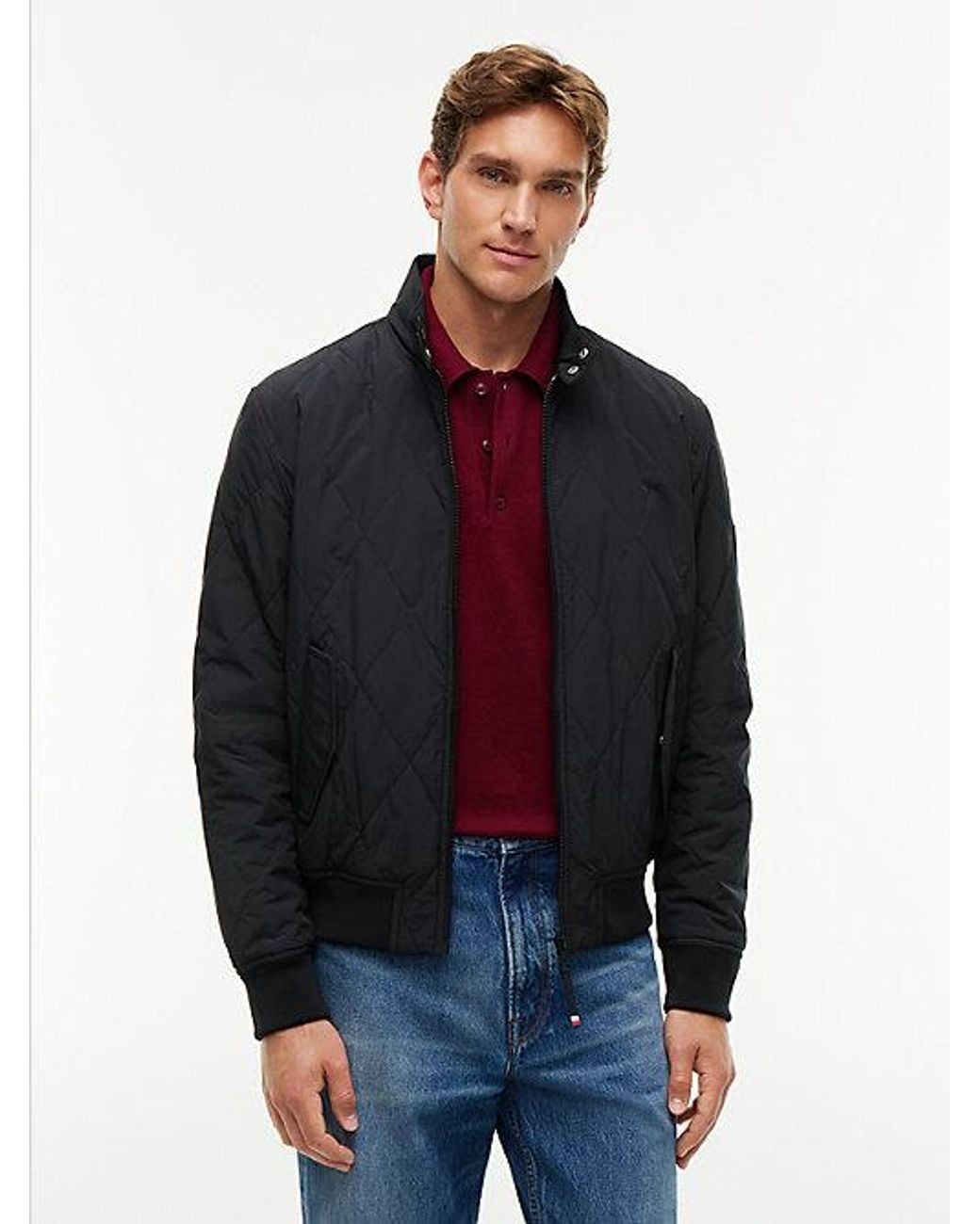 Tommy Hilfiger Blue Water Repellent Packable Quilted Harrington Jacket for men