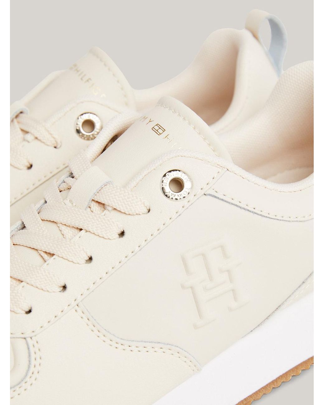 Tommy Hilfiger Casual Leather Monogram Runner Trainers in Natural