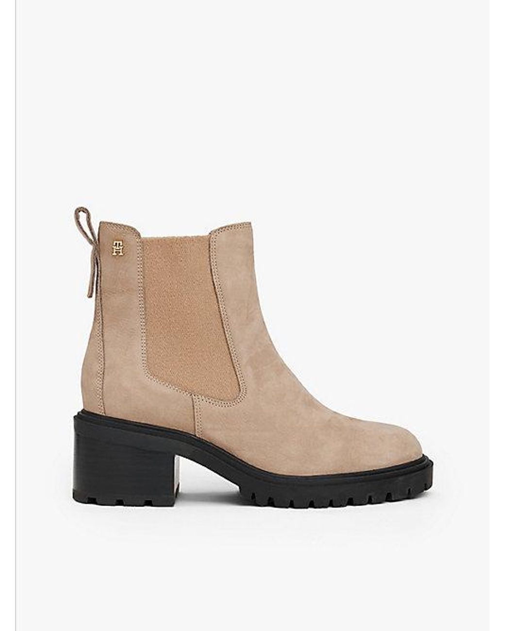 Tommy Hilfiger White Cleat Block Heel Chelsea Boots