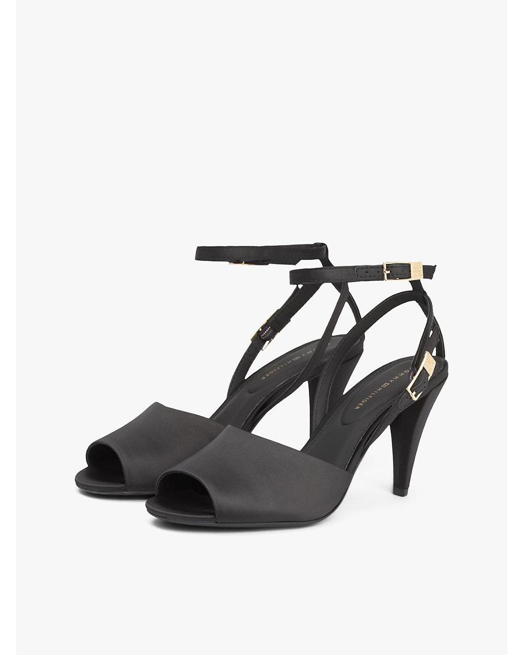 Tommy Hilfiger White Satin Double Buckle High Heels
