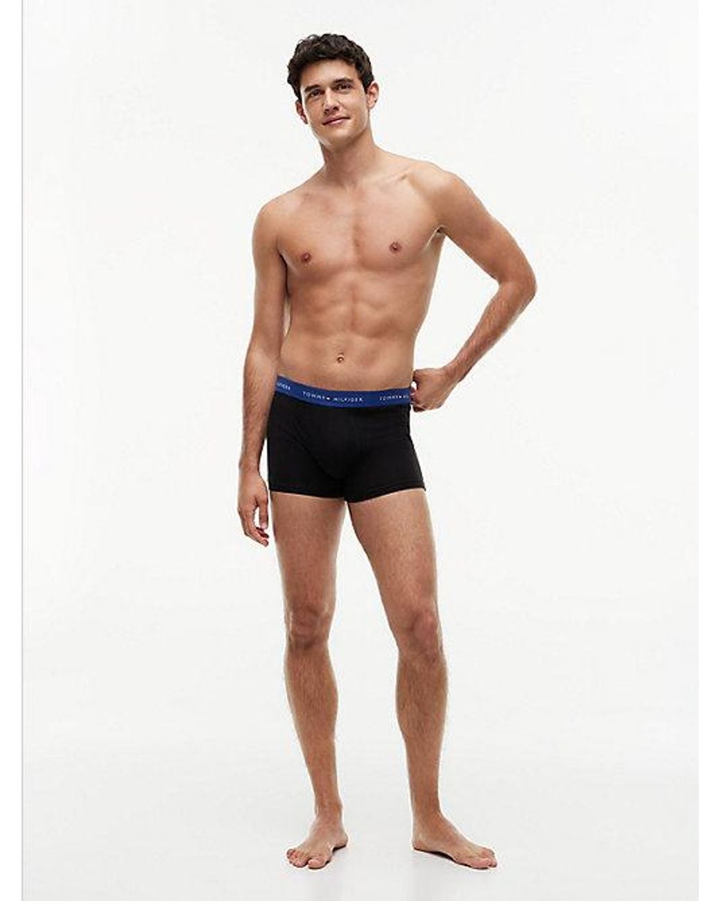 Tommy Hilfiger Black 7 Pack Signature Logo Waistband Trunks for men