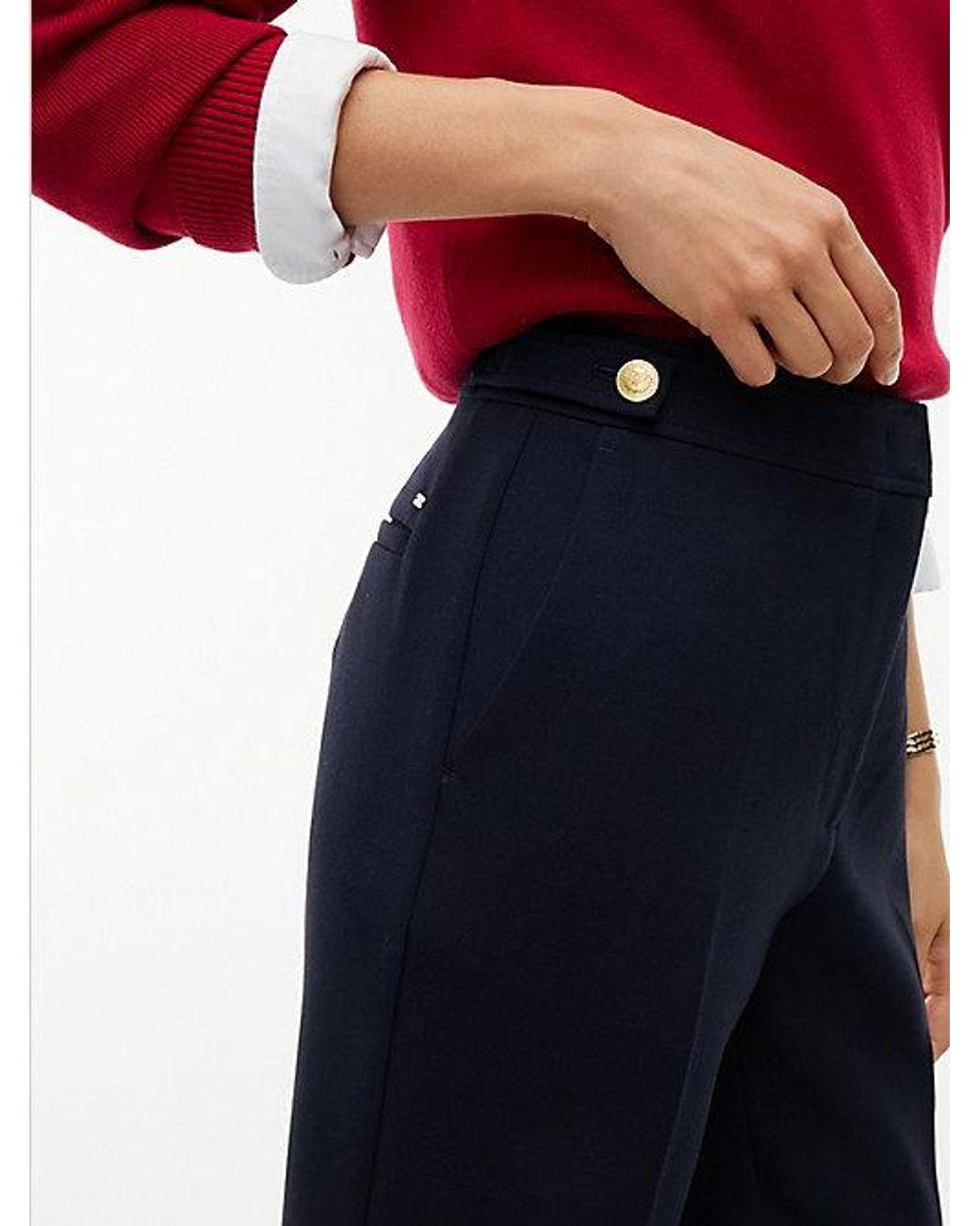 Tommy Hilfiger Blue Tone Button Slim Bootcut Trousers