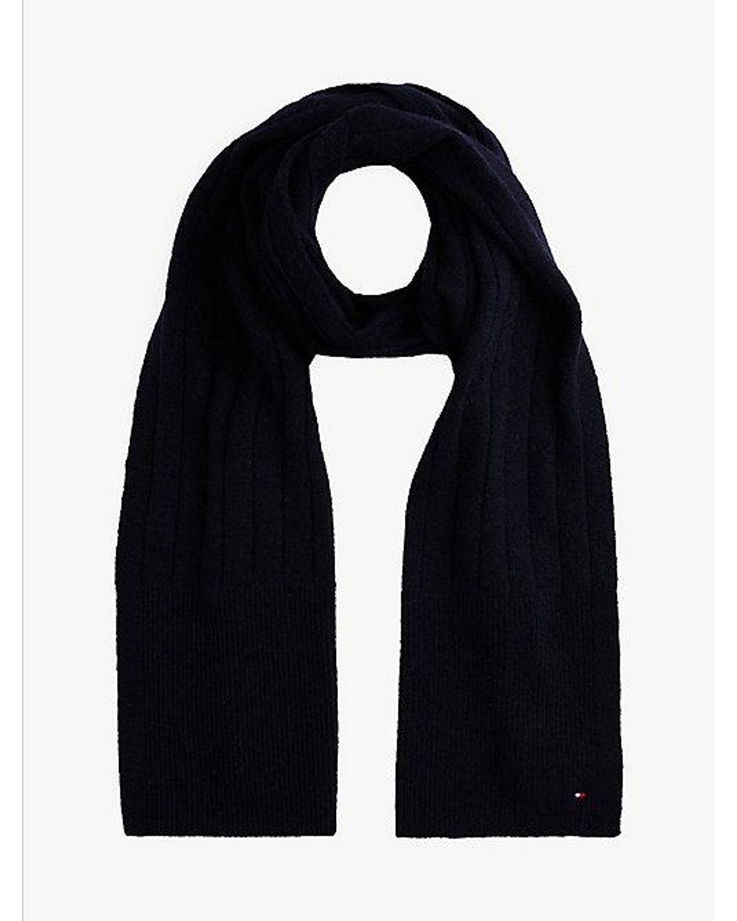 Tommy Hilfiger Black Hilfiger Flag Fluffy Scarf With Wool