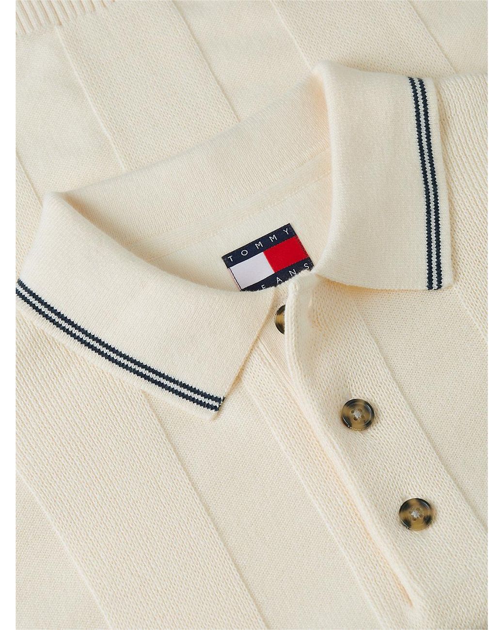 Tommy Hilfiger White Regular Fit Textured Knit Polo Shirt for men