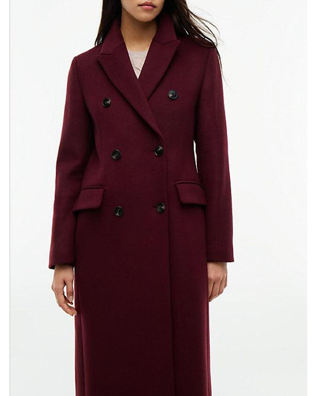 Tommy Hilfiger Red Manteco Wool Blend Slim Double Breasted Longline Coat
