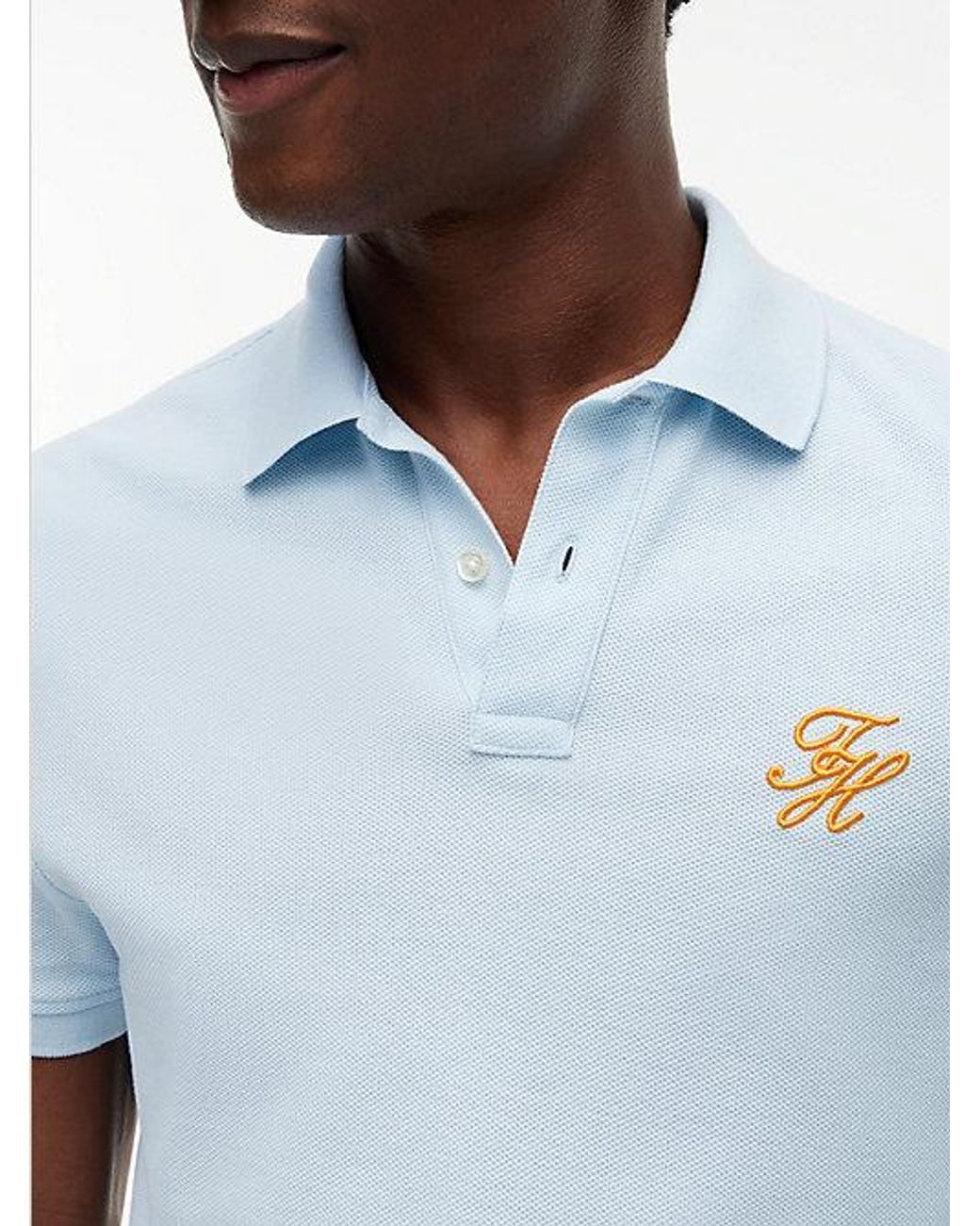 Tommy Hilfiger White Regular Fit Logo Pique Polo Shirt for men